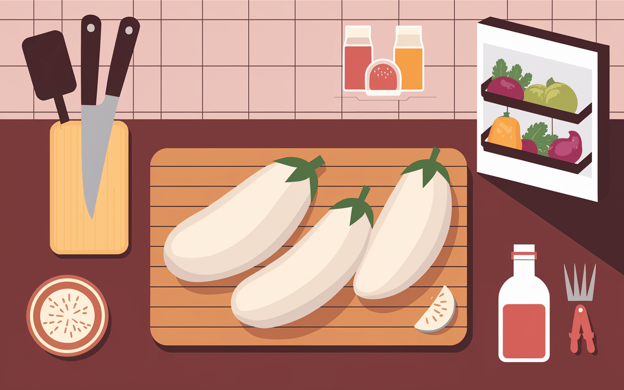 Preparation et conservation recettes aubergine blanche decoupe rangement