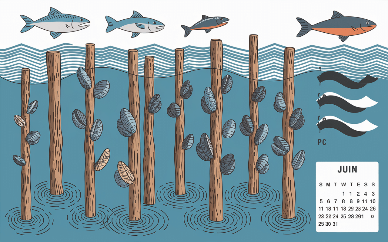 Cycle croissance saison des moules Bretagne