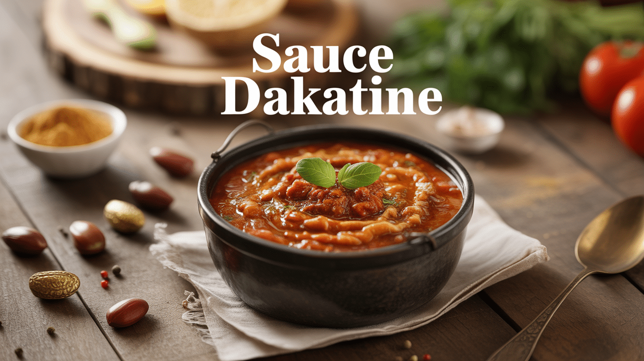 Bol de sauce dakatine crémeuse avec arachides et épices