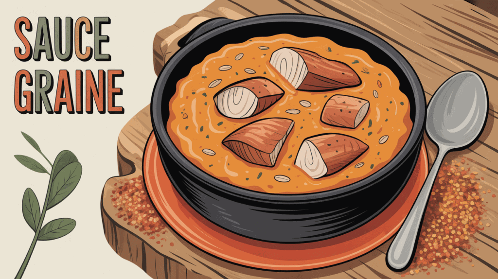 Sauce graine recette africaine bol terre cuite avec poisson fumé
