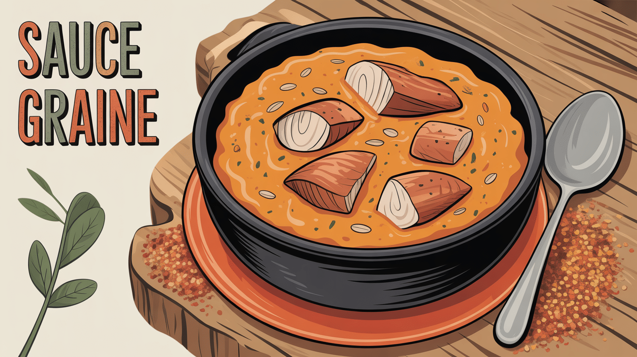 Sauce graine recette africaine bol terre cuite avec poisson fumé