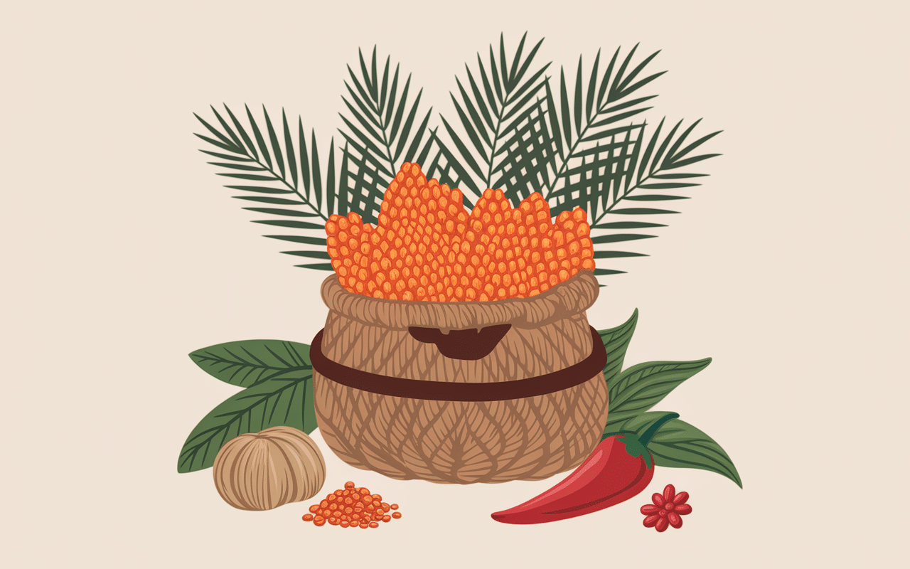 Sauce graine recette illustration graines palme et épices