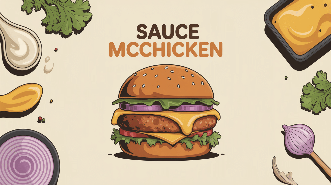 illustration burger poulet sauce mc chicken mayonnaise moutarde épices
