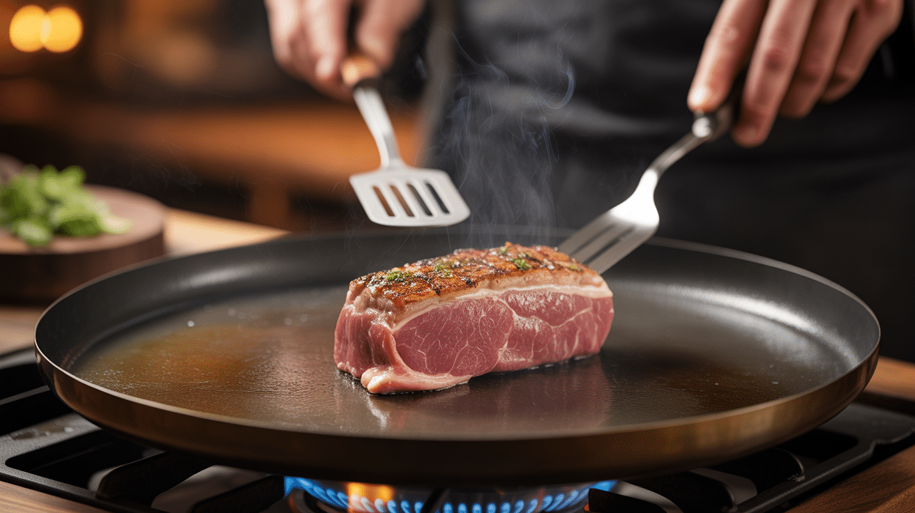 Picanha de veau grillée sur plancha fumante
