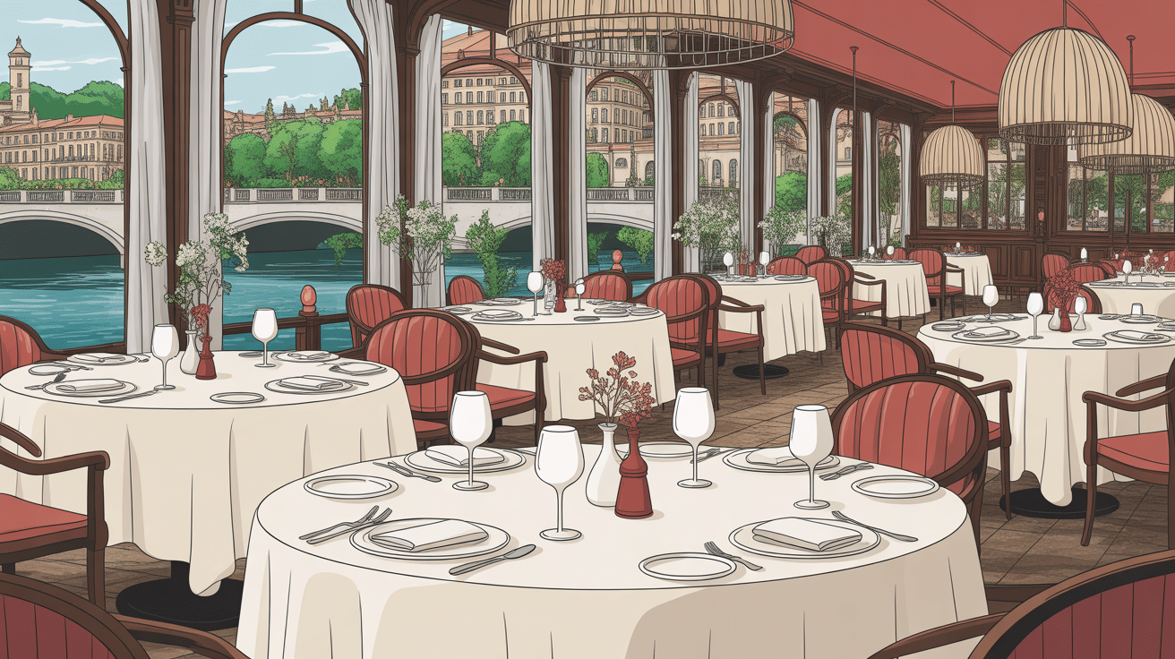 Salle élégante restaurant gastronomique Nantes avec vue sur la rivière