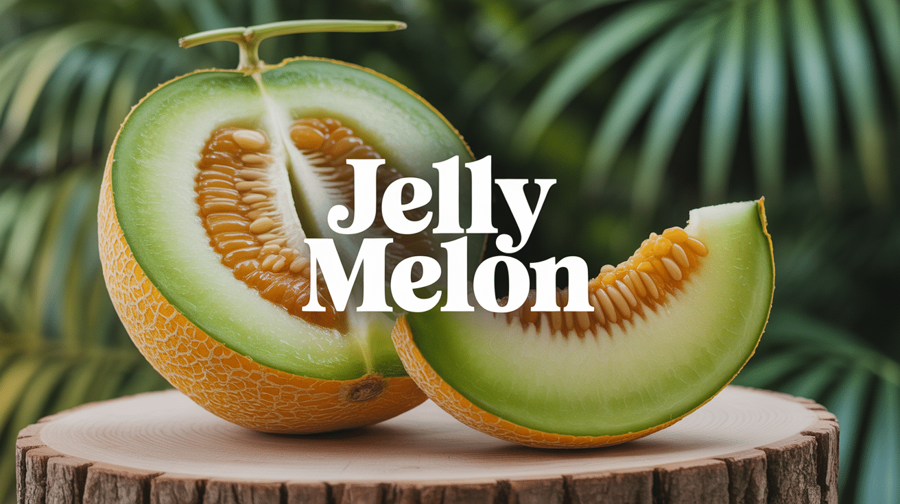 Jelly melon coupe en deux sur bois