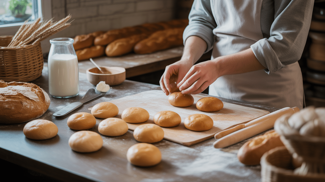 Préparation artisanale navette pain boulangerie