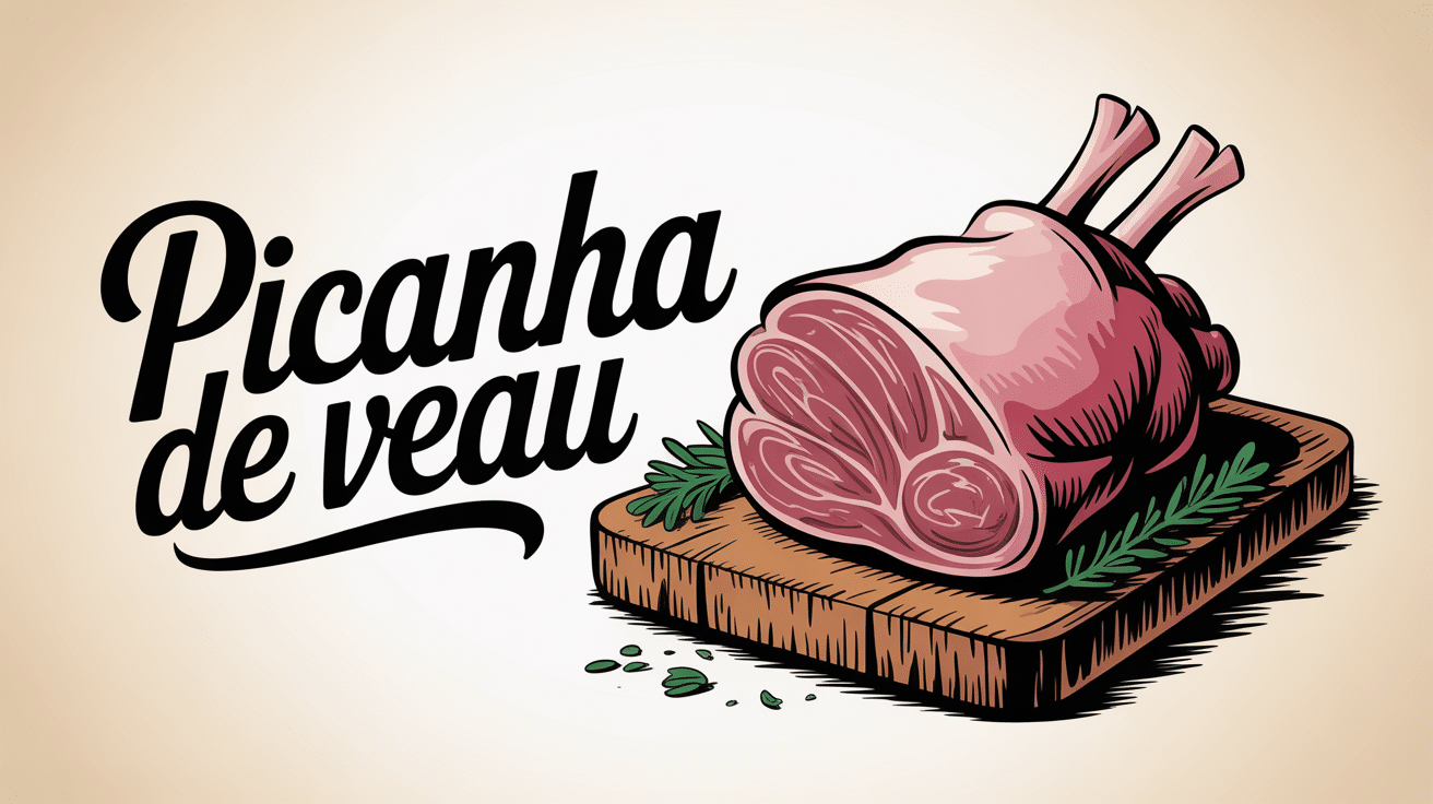 Picanha de veau rosée sur planche avec gras blanc