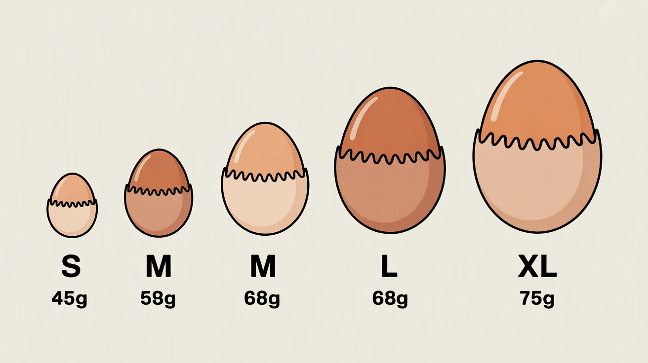 Illustration poids d un oeuf tailles S M L XL