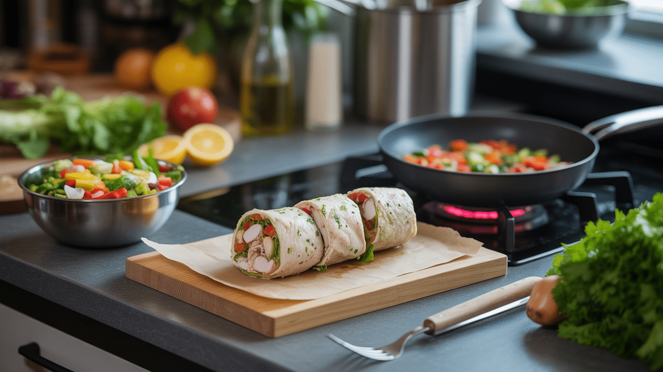 que faire avec du blanc de poulet cuit idee salade wrap poelee