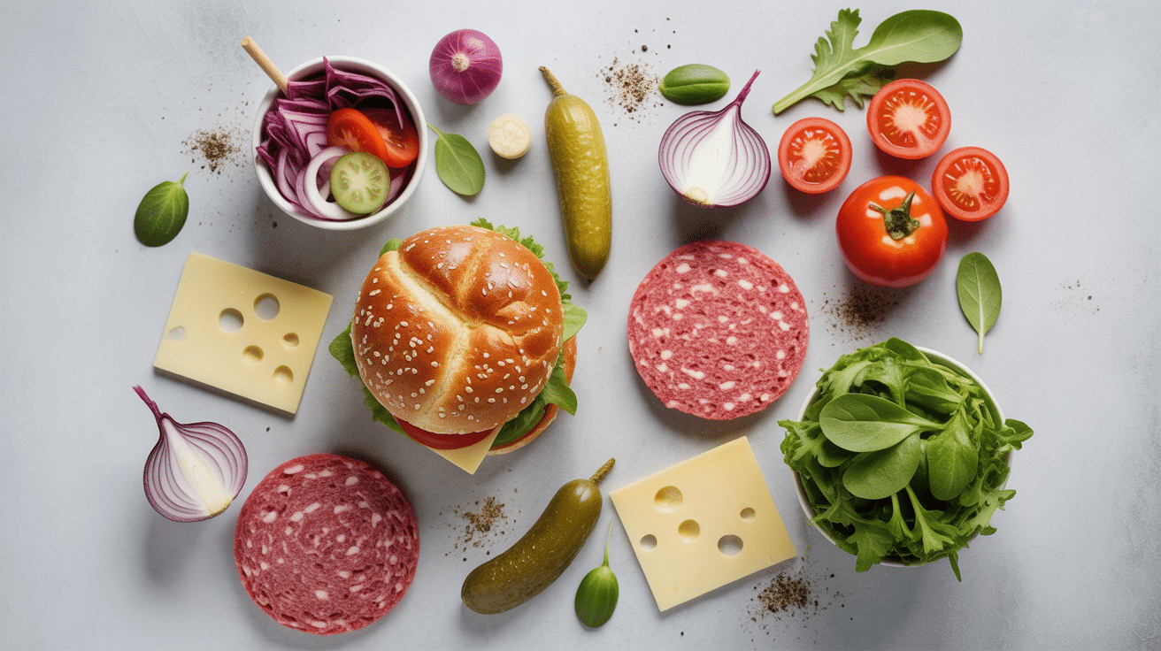 ingrédients frais recette hamburger maison