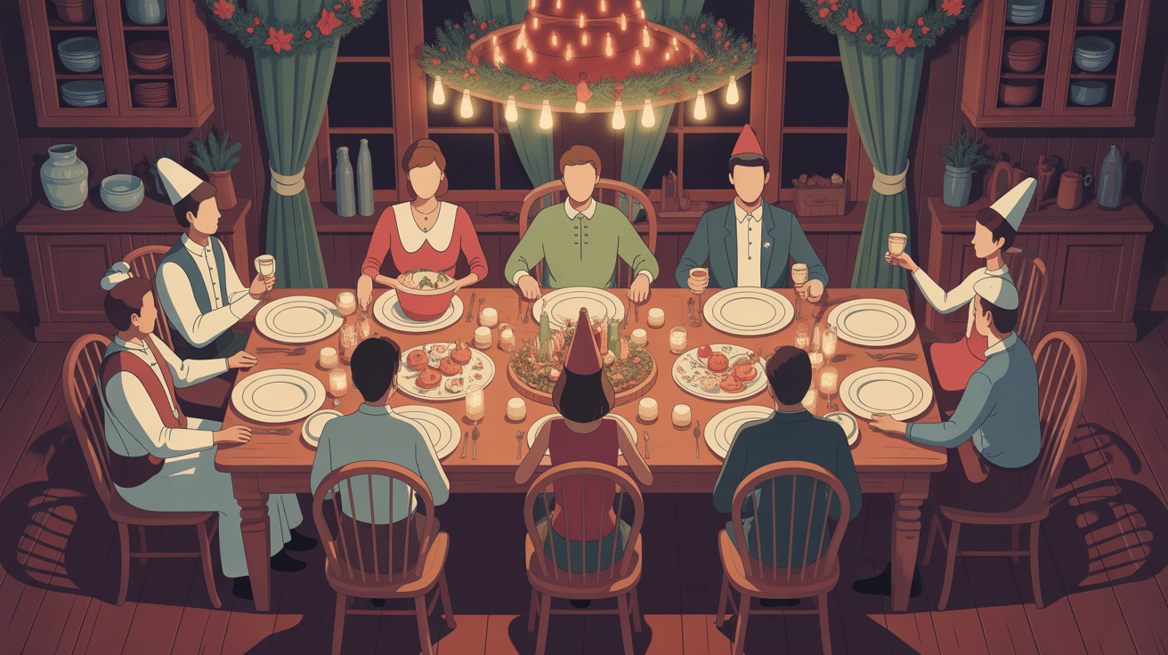 Famille autour d'un sunday roast anglais