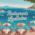 Vue stylisée de restaurants au Lavandou côté mer
