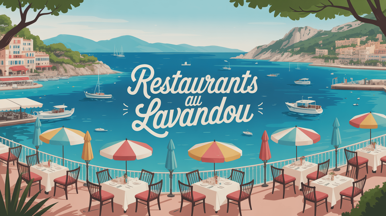 Vue stylisée de restaurants au Lavandou côté mer