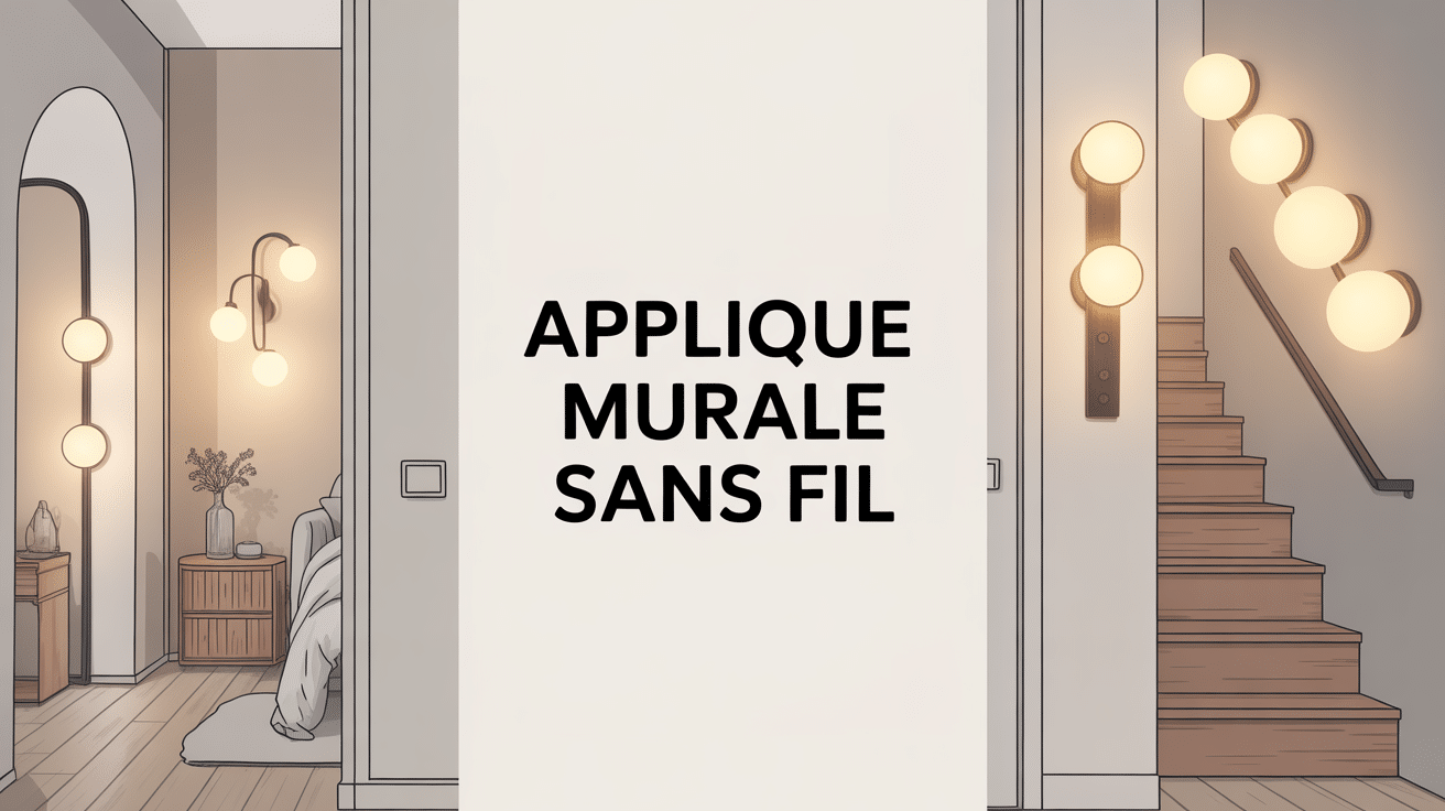 applique murale sans fil installée dans salon, chambre et escalier