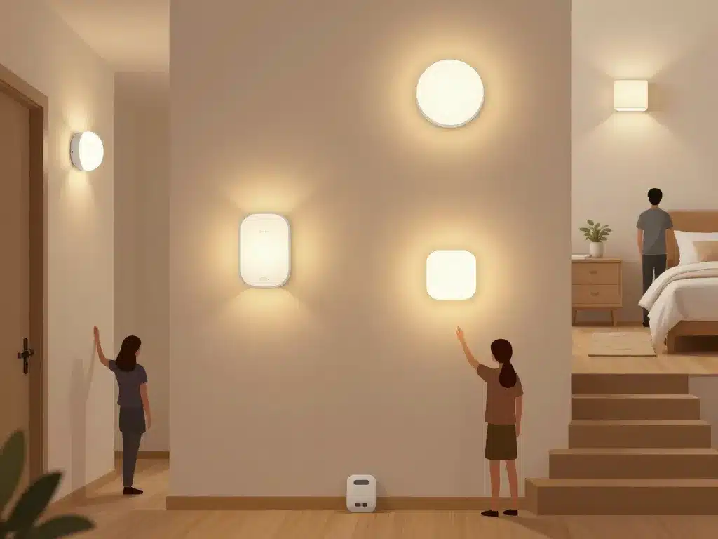 applique murale sans fil led, batterie et solaire dans différents espaces