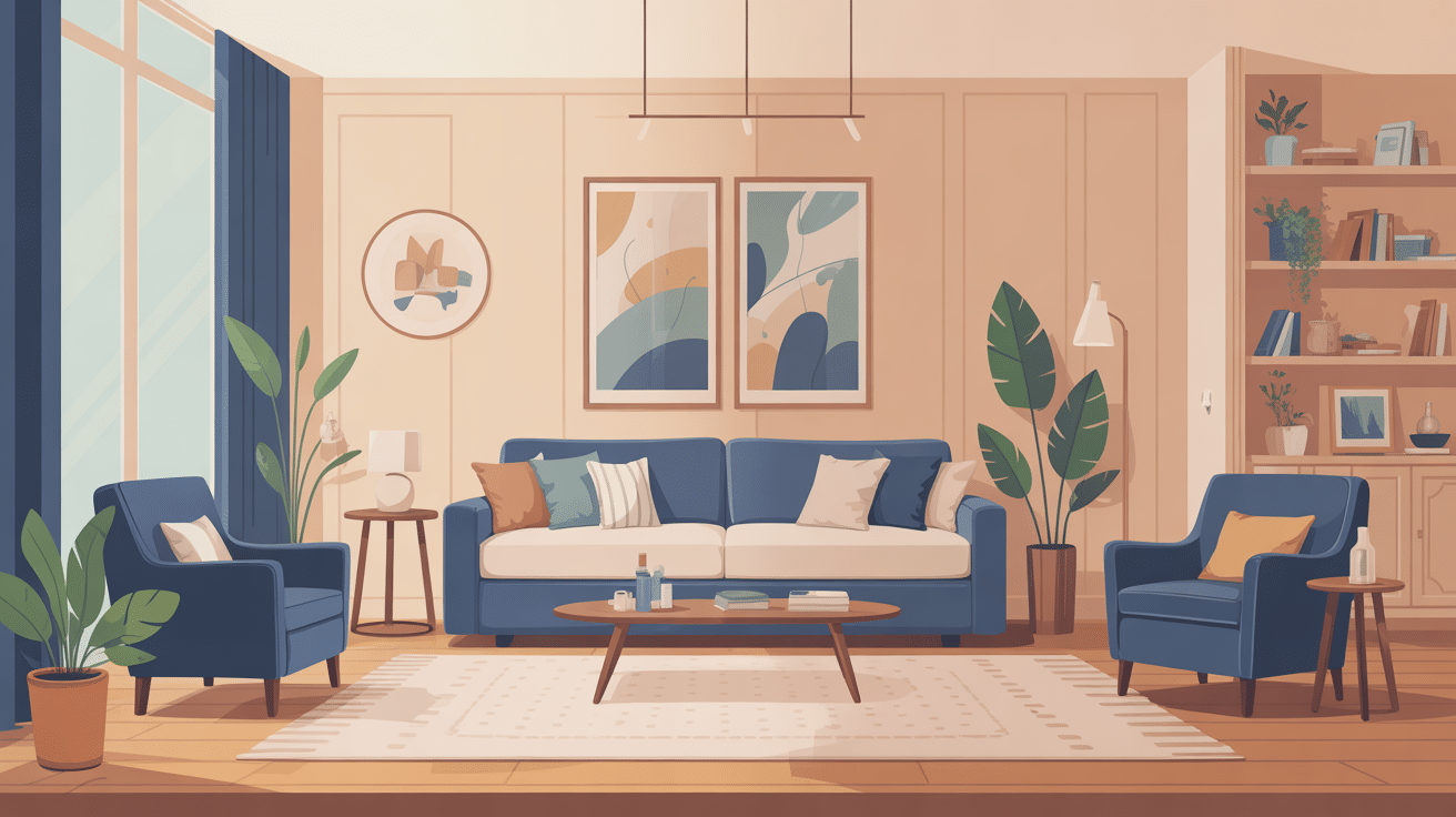 canapé convertible convertible center illustration salon moderne