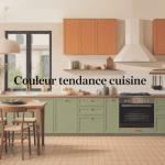 Illustration couleur tendance pour cuisine, verts, beiges, terracotta, bois
