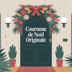 couronne de noel originale sur porte moderne