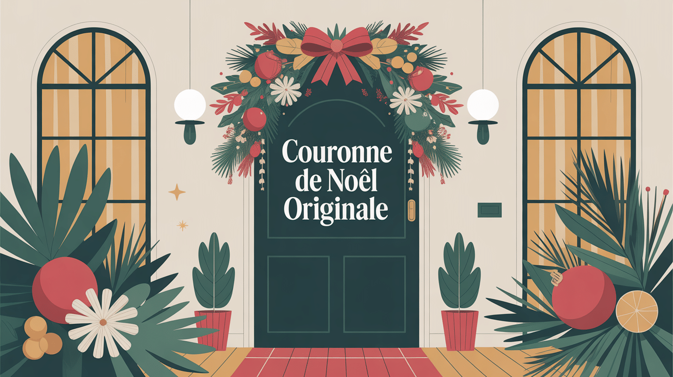 couronne de noel originale sur porte moderne