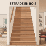 estrade en bois centrale dans intérieur moderne lumineux