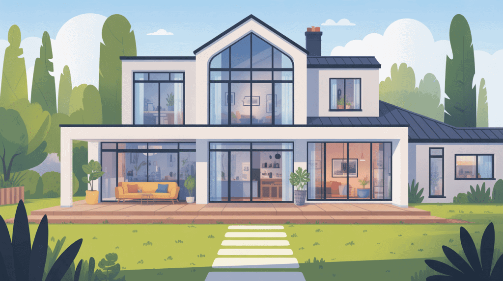 Illustration fenêtres Veka PVC maison moderne