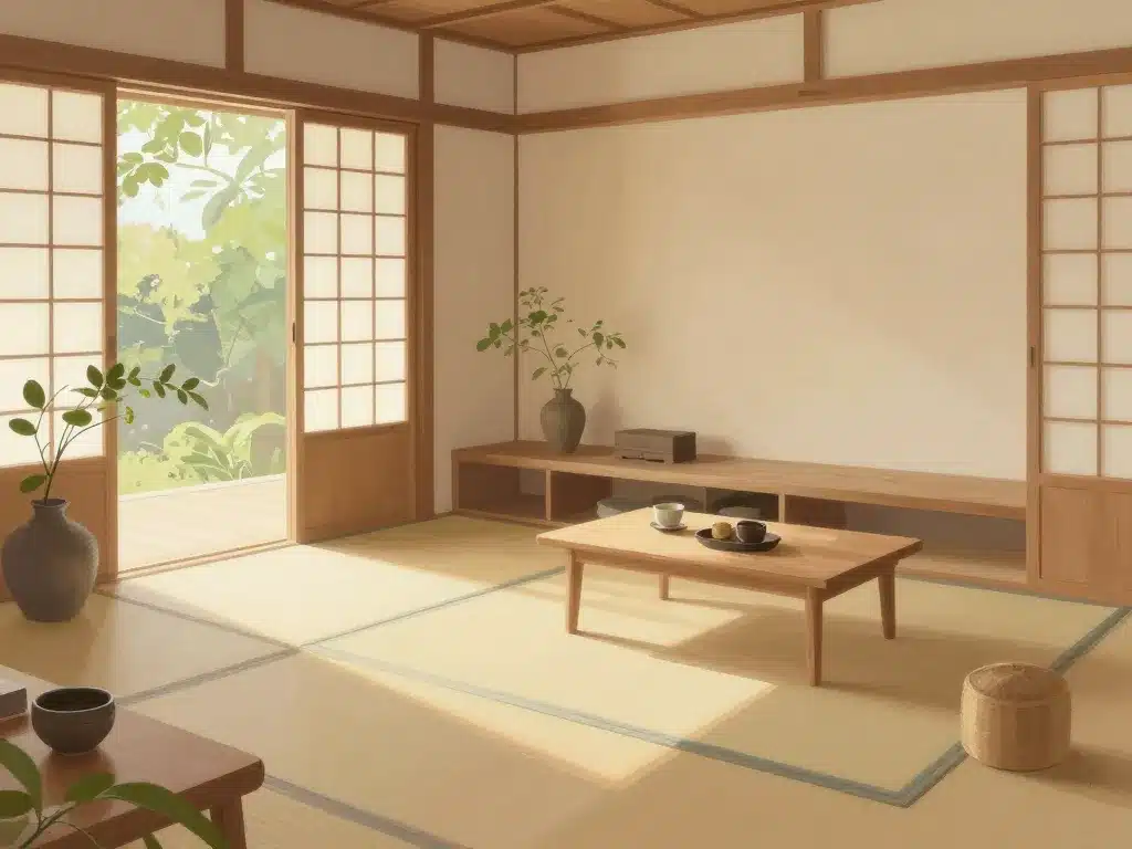 japonais deco salon zen floraison lumière naturelle