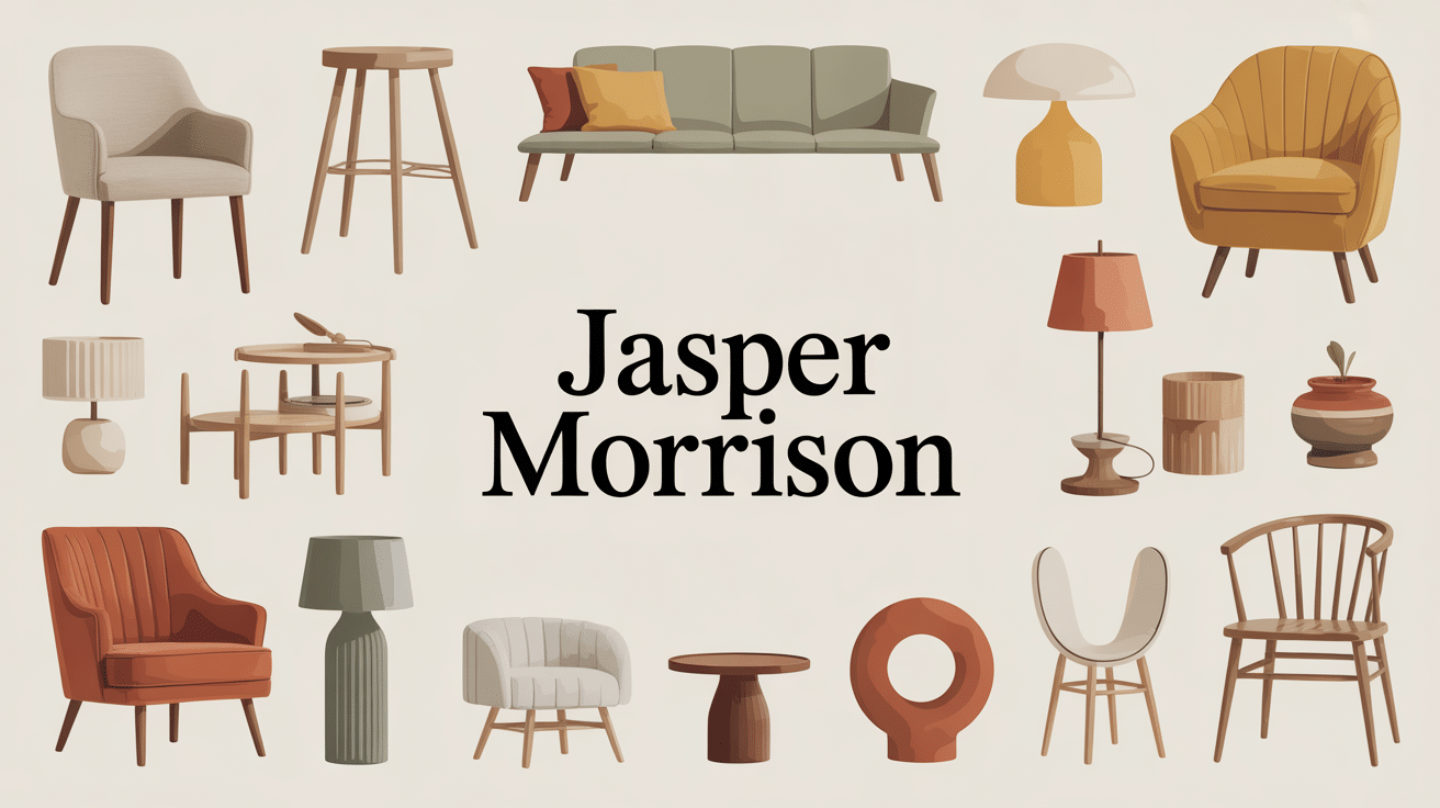 Illustration minimaliste Jasper Morrison mobilier contemporain