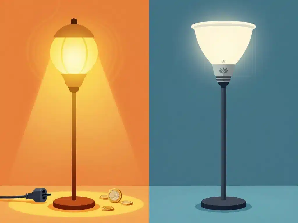 comparaison lampe halogène sur pied et led usages et économies