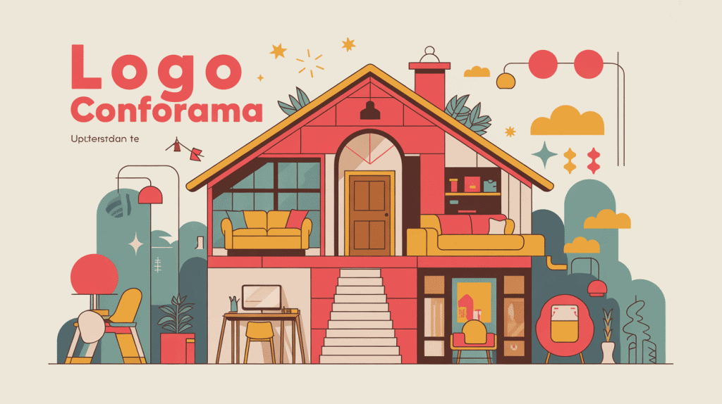 Illustration moderne représentant l'évolution du logo conforama