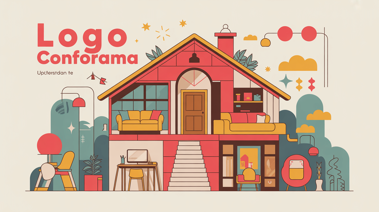 Illustration moderne représentant l'évolution du logo conforama