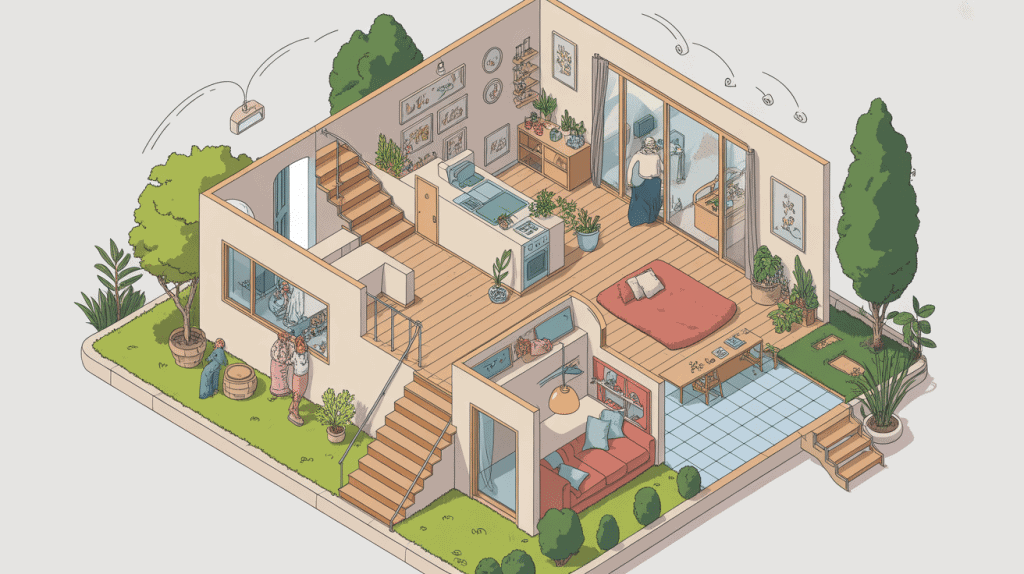maison plan etage vue isométrique moderne