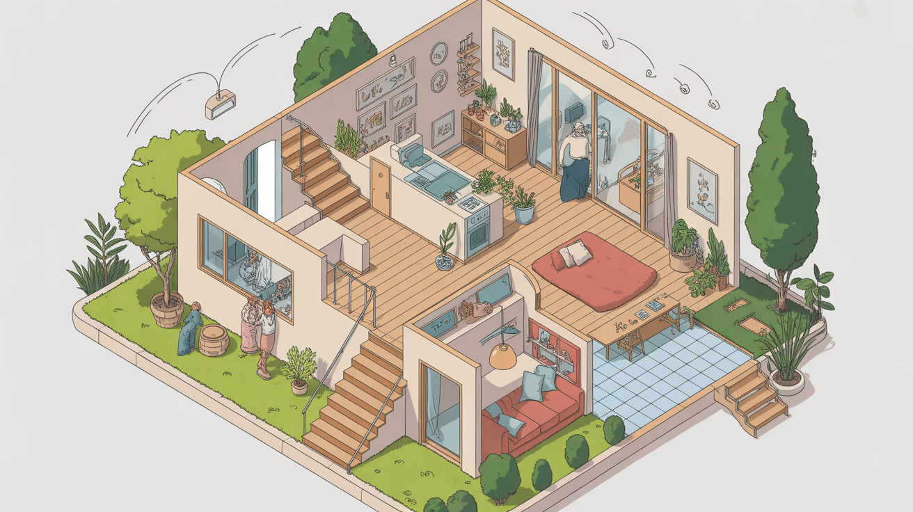 maison plan etage vue isométrique moderne