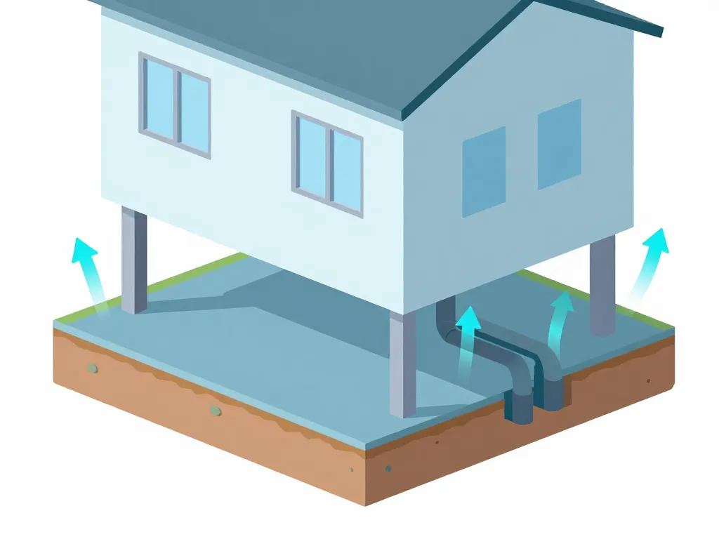 diagramme maison sur vide sanitaire ventilation réseaux
