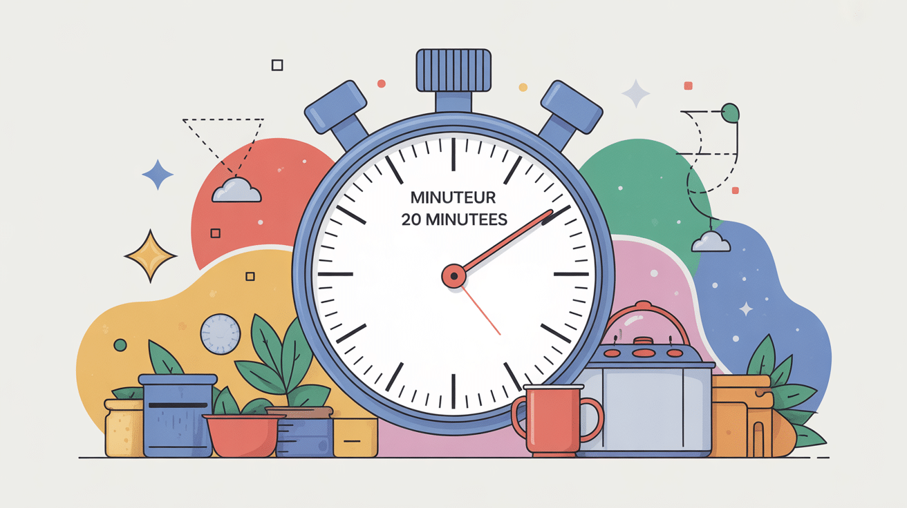 illustration minuteur 20 minutes et gestion du temps