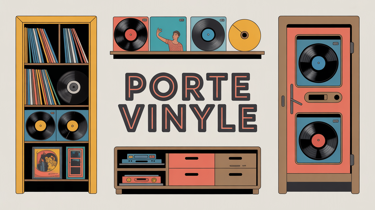 porte vinyle illustration collection disques
