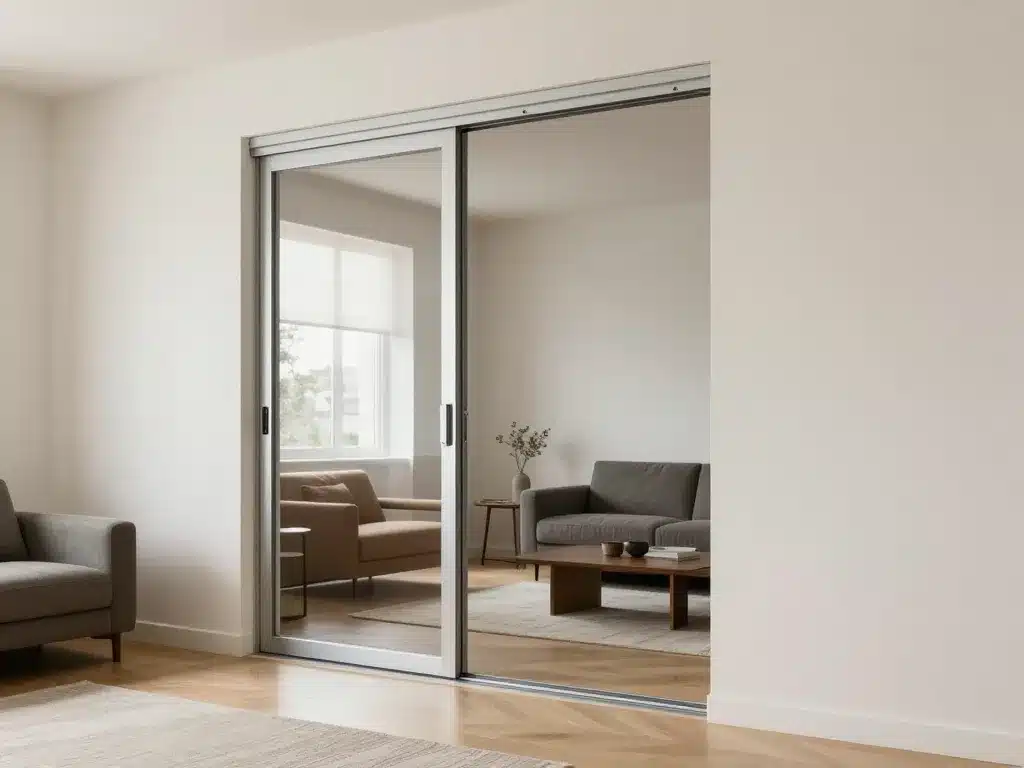 Scène intérieure avec porte Scrigno coulissante