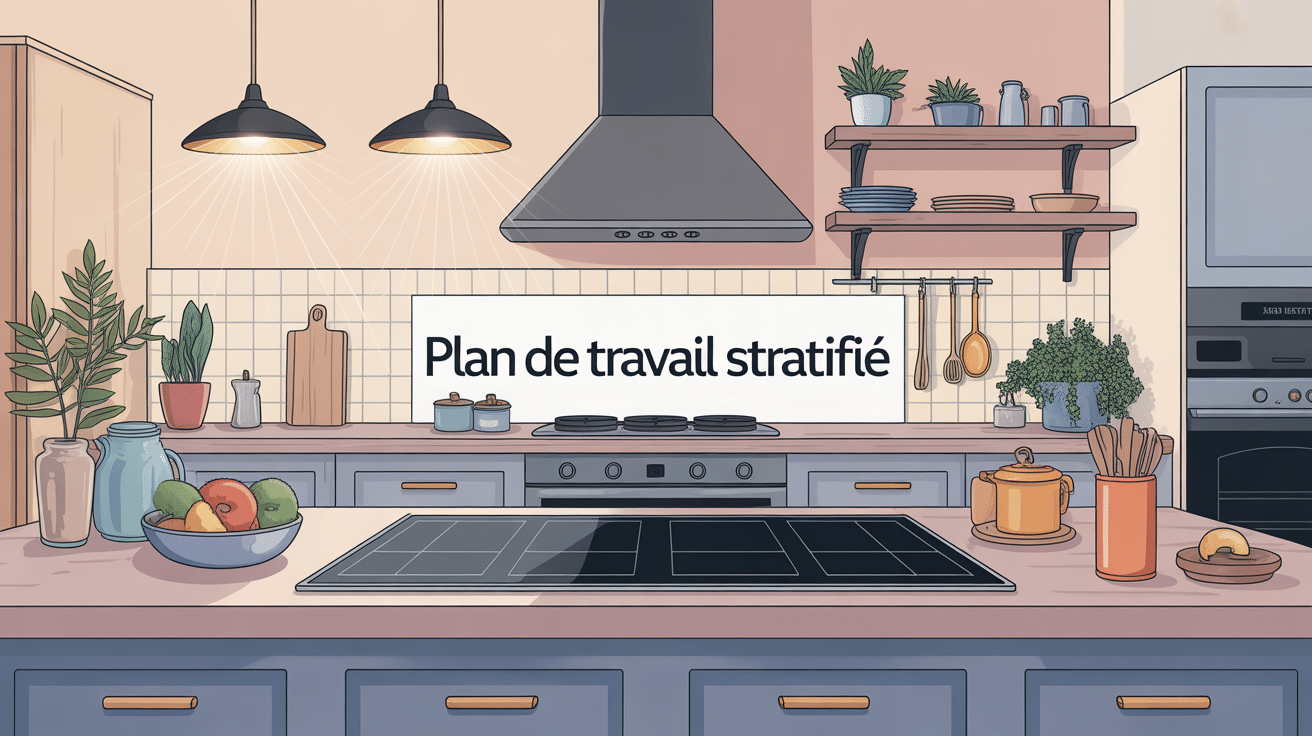 illustration stratifié plan de travail moderne cuisine central