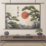 illustration déco japandi avec tableau japonais