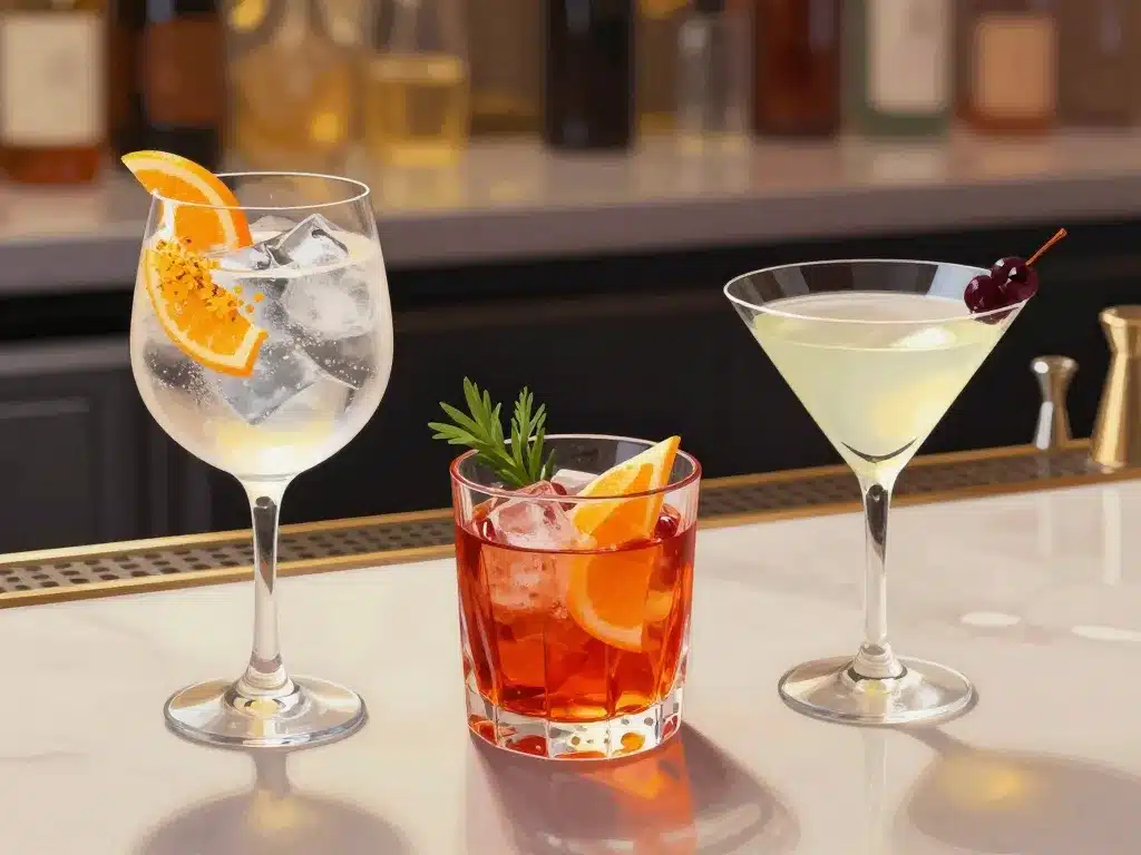 illustration cocktails gin classiques gin tonic negroni martini