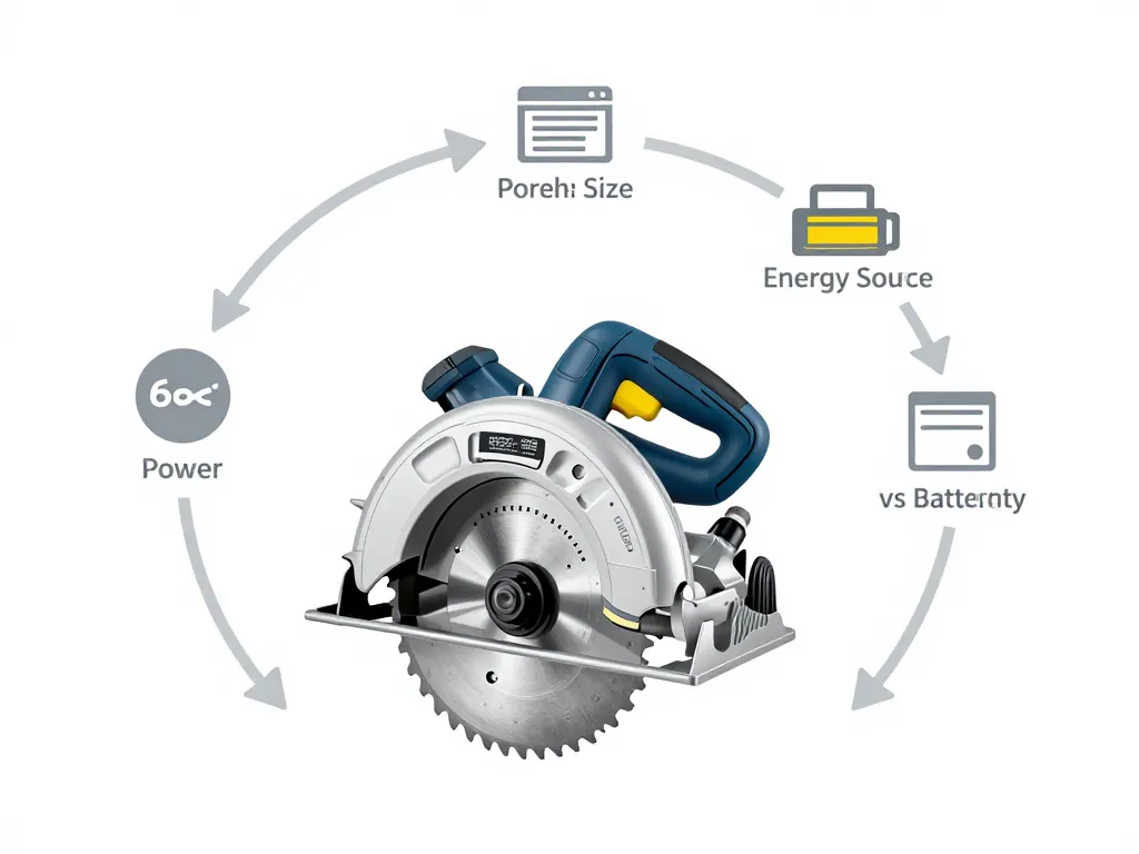 Schéma des critères pour choisir une scie circulaire Racetools