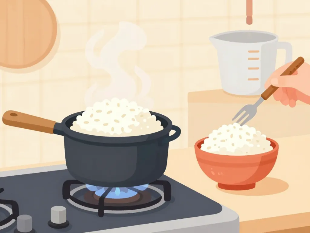 Cuisson parfaite du riz pour une personne à la casserole