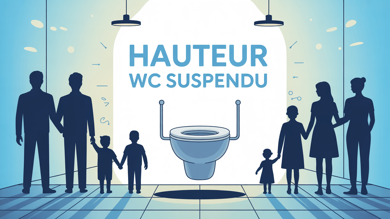 Illustration hauteur wc suspendu famille seniors moderne