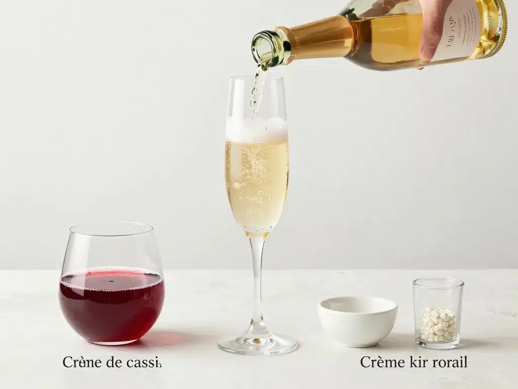 Préparation kir royal maison en étapes visuelles