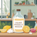 liquide vaisselle maison ingrédients naturels sur table