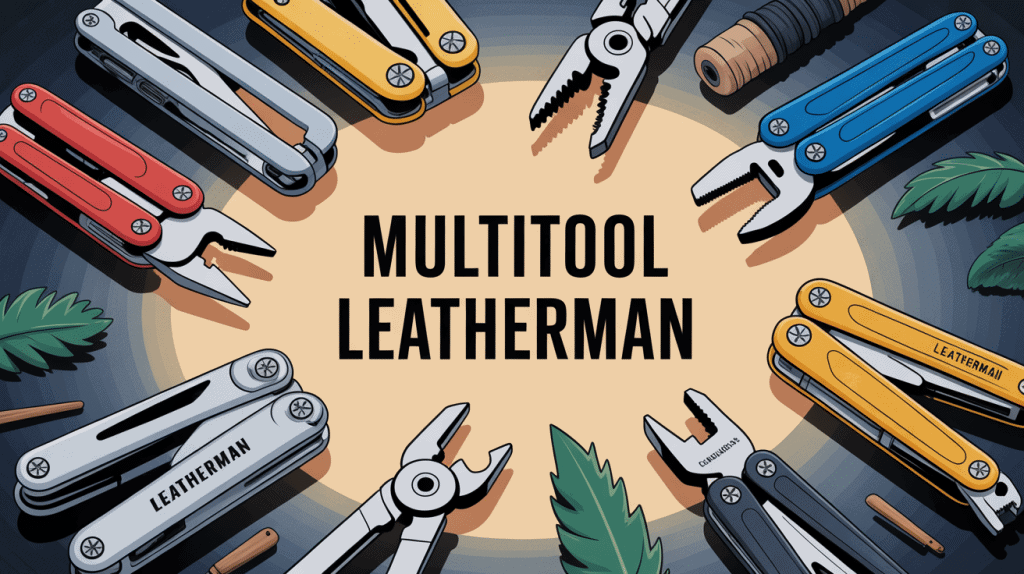 Illustration multitool Leatherman différents usages