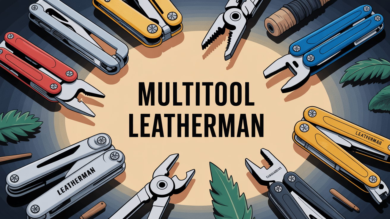 Illustration multitool Leatherman différents usages