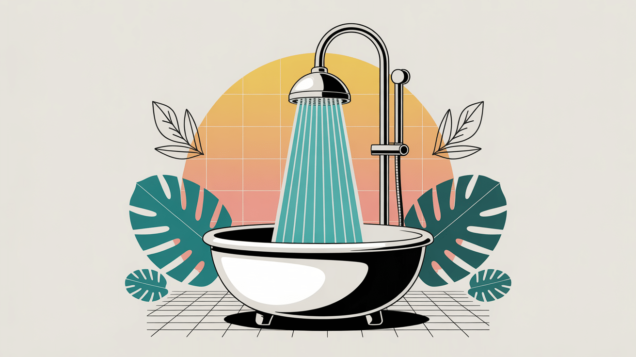 pommeau de douche haute pression moderne, jets puissants, ambiance propre