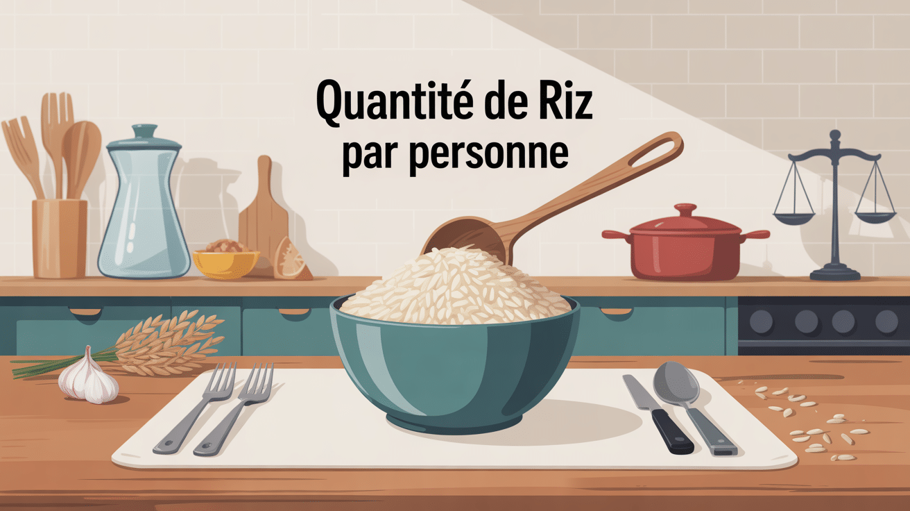 Portion de riz pour une personne avec ustensiles de dosage