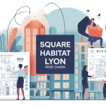 Illustration moderne de Square Habitat Lyon René Cassin avis, thème immobilier Lyon 9
